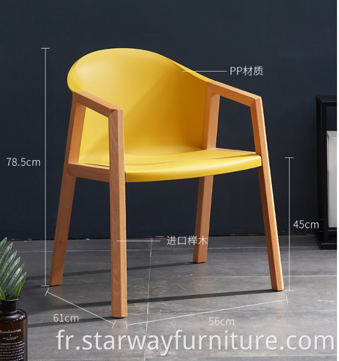 Plastic Seat With Wood Frame Chair